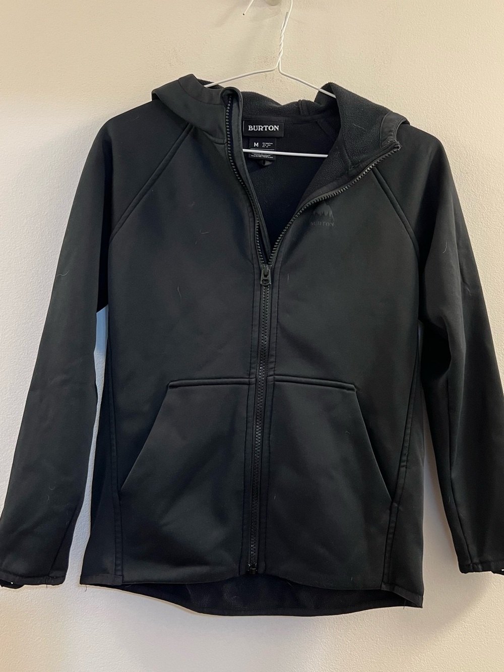 Burton full-zip hooded fleece jacket with raglan sleeves and kangaroo pocket